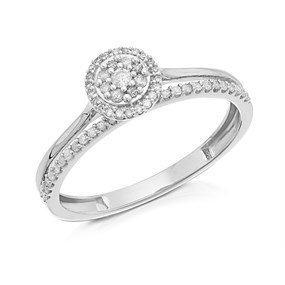 9ct White Gold Diamond Cluster Ring - 20pts - Z50943