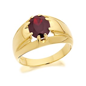 9ct Gold Gentleman's Garnet Signet Ring - EXCLUSIVE - Size L - Z51116