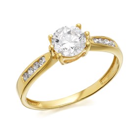 9ct Gold Cubic Zirconia Solitaire Ring - Size H - Z51154