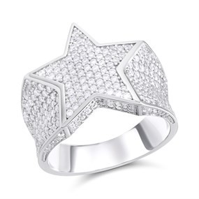 Silver Cubic Zirconia Star Ring. Size O - Z51179