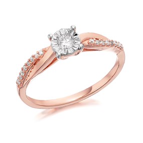 9ct Rose Gold Diamond Ring - 17pts. Size H only - Z51180