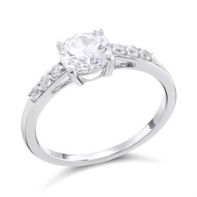 9ct White Gold Cubic Zirconia Ring- size W - Z51190