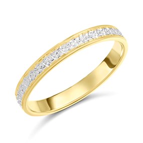 9ct Two Colour Gold Diamond Cut Wedding Ring - 3mm. Size V - Z51203