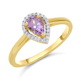 9ct Gold Amethyst And Diamond Cluster Ring - 7pts- Size V only - Z51204