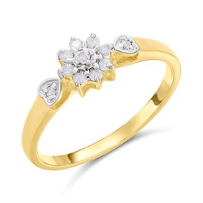 9ct Gold Diamond Twist Cluster Ring- 15pts - Z51215
