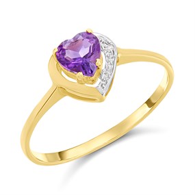 9ct Gold Amethyst And Pavé Heart Ring - Z51216
