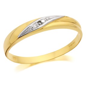9ct Gold Two Colour Diamond Crossover Ring - Z51227