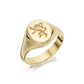 9ct Gold Heavyweight Oval Lion Seal Ring - Size I Only - Z5122