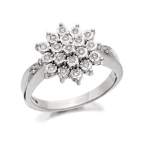 9ct White Gold Diamond Three Tier Cluster Ring - 12pts - Z51231