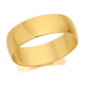 9ct Gold D Shaped Wedding Ring - 6mm- size L - Z51232