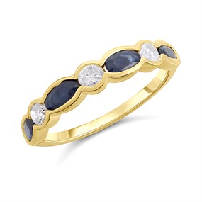 9ct Gold Sapphire And Diamond Ring - 1/3ct - Z51237
