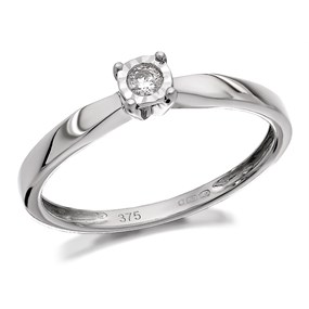 9ct White Gold Diamond Ring - 5pts - Z51238