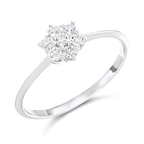 9ct White Cubic Zirconia Gold Cluster Ring - Z51239