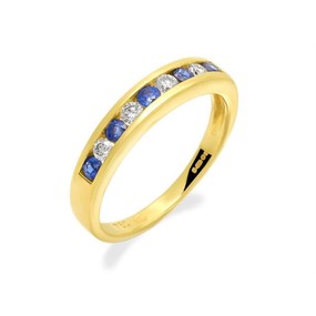 18ct Gold Diamond And Sapphire Half Eternity Ring - 14pts - EXCLUSIVE - d4871
