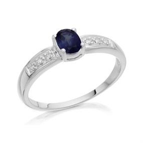 9ct White Gold Sapphire And Diamond Band Ring - 5pts - EXCLUSIVE - d63127