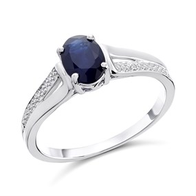 9ct White Gold Sapphire And Diamond Ring - 6pts - d63163