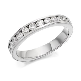 9ct White Gold Diamond Half Eternity Ring - 3/4ct - AGI Certificated - d6654