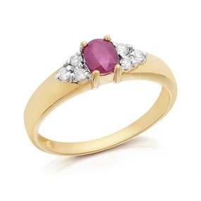9ct Gold Ruby And Diamond Ring - 12pts - d7401