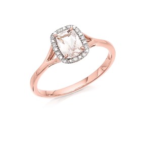 9ct Rose Gold Morganite And Diamond Cluster Ring - d7829