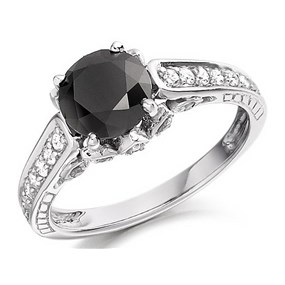 9ct White Gold Night And Day 2 Carat Black And White Diamond Ring - d7994