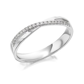 9ct White Gold Diamond Set Crossover Wedding Ring - 10pts - r2336