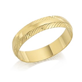 9ct Gold Diamond Cut Wedding Ring - 4mm - r4360