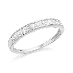 9ct White Gold Cubic Zirconia Half Eternity Ring - EXCLUSIVE - r5942