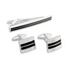 Joseph & George Black Striped Cufflinks And Tie Slide Set - A3007