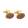 Gold Tone Red And Black Striped Enamel Cufflinks - A53174