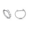 Platinum Diamond-Set Leaf-Pattern Huggies Earrings - D08510