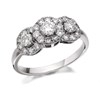 18ct White Gold 1 Carat Canadian Rocks Diamond Trilogy Cluster Ring - Certificated - D0961