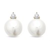 9ct Gold Cultured Pearl And Diamond Stud Earrings - D54119