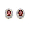 9ct Gold Garnet And  Diamond Stud Earrings - 5pts per pair - D54129