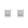 9ct White Gold Cluster Stud Earrings - 10pts per pair - D5463