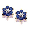 9ct Gold Diamond And Sapphire Stud Earrings - D5478