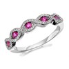 9ct White Gold Ruby And Diamond Double Plait Ring - 17pts - D6353