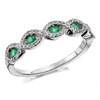 9ct White Gold Emerald And Diamond Double Plait Ring - 17pts - D6370