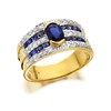 9ct Gold Diamond And Sapphire Band Ring - 22pts - D6590