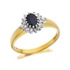 9ct Gold Diamond And Sapphire Cluster Ring - 15pts - D6755