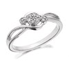 9ct White Gold Diamond Trilogy Cluster Crossover Ring - 8pts - D6895