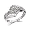 9ct White Gold Diamond Crossover Cluster Ring - 1/2ct - D7195