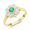 9ct Emerald And Diamond Round Cluster Ring - D7641