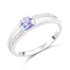 9ct White Gold Round Tanzanite And Diamond Ring - D7957