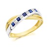 9ct Gold Two Colour Sapphire And Diamond Crossover Band Ring - EXCLUSIVE - D8103