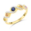 9ct Diamond And Multi-Coloured Sapphire Half Hoop Ring - D8137
