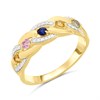 9ct Diamond And Multi Sapphire Chain Link Ring - D8138