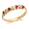 9ct Gold Diamond And Ruby Wave Ring - 11pts - D8223