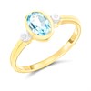 9ct Gold Rubover-Set Blue Topaz And Diamond Ring - D8481