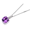 My Diamonds Silver Amethyst And Diamond Necklace - D9004