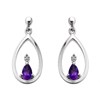My Diamonds Silver Amethyst And Diamond Pear Drop Earrings - D9033
